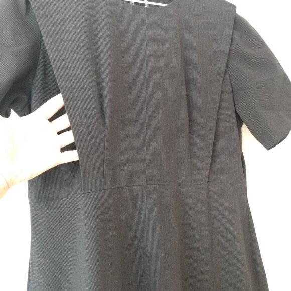 Striped Amish Mennonite Cape Dress 41"B 34"W Modest Black White Thin Pinstripe - Picture 6 of 14